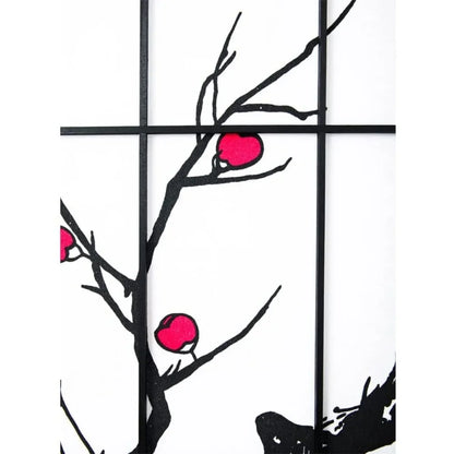 8 Panel Screen Room Divider, Panel Plum Blossom Design