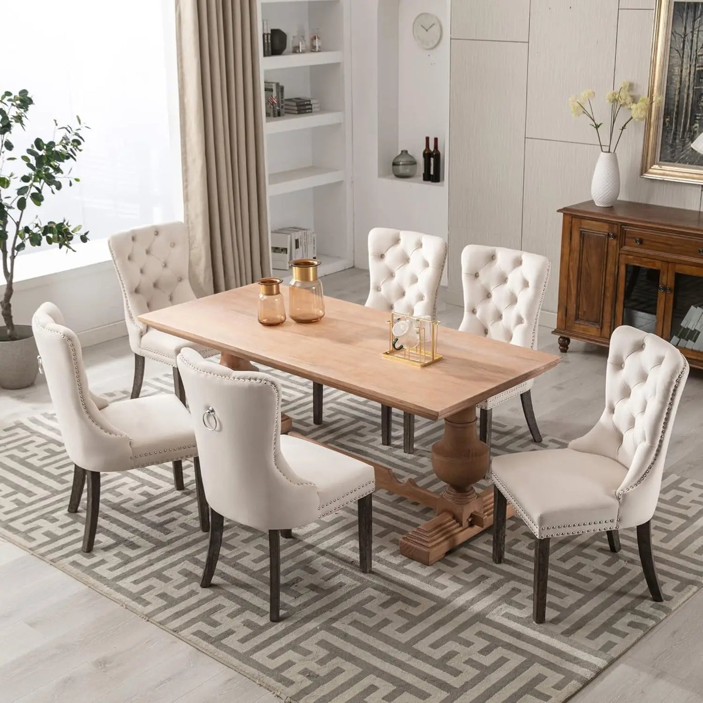 Velvet Dining Chairs Set of 6, Upholstered Tufted Chair