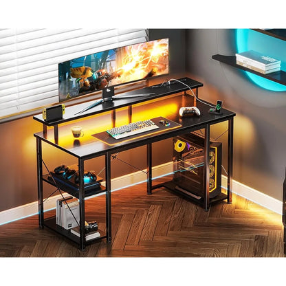 48 inch Gaming Desk with LED Lights & Power Outlets