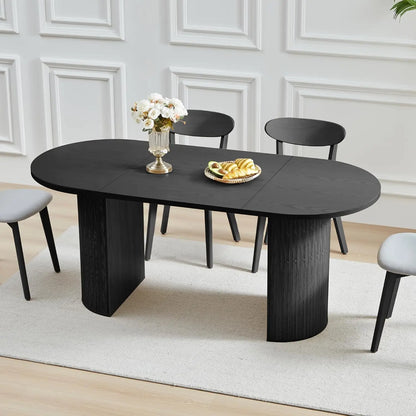 70.8" Kitchen Dining Set for 4-6 People, Oval Kitchen Table