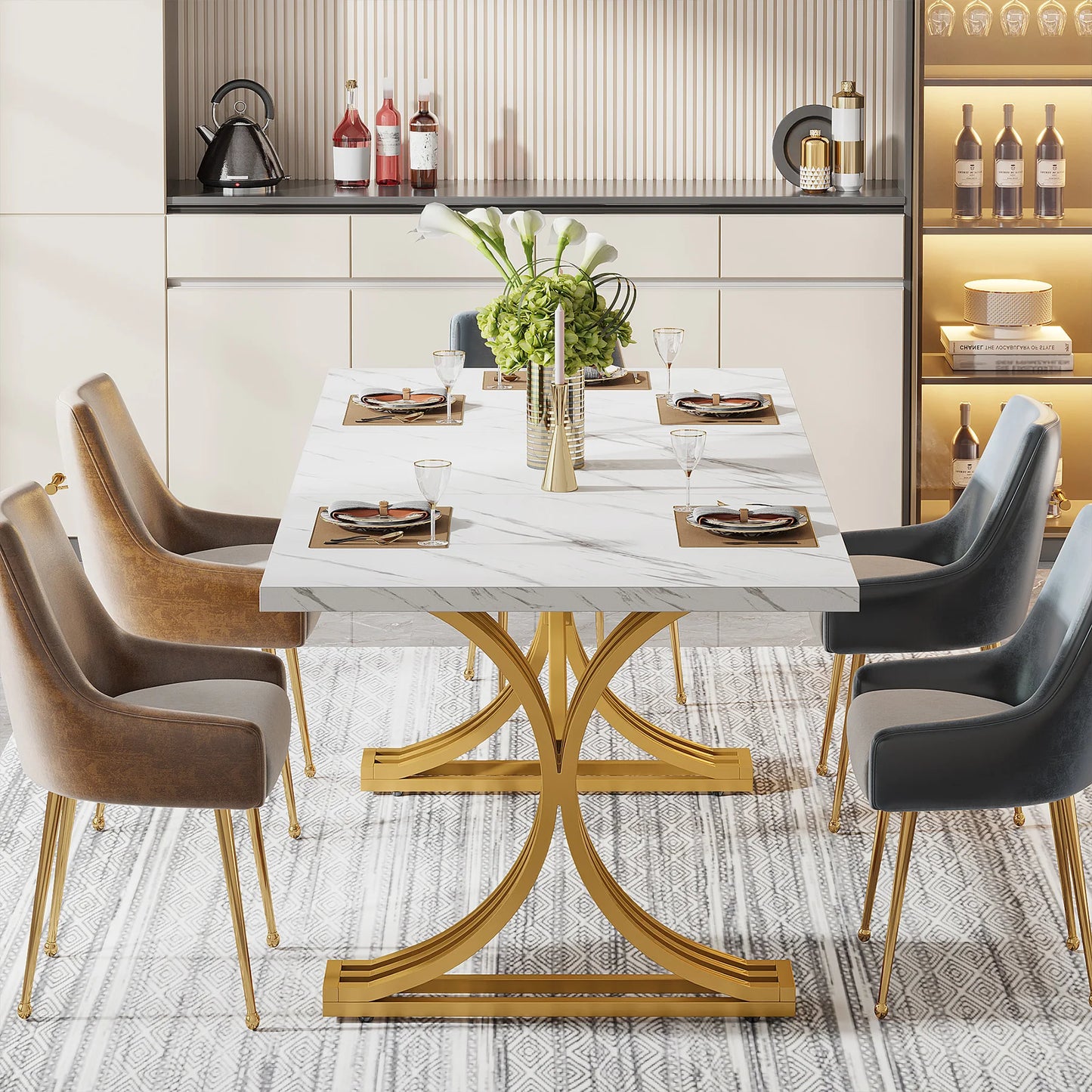 Tribesigns 63" Rectangular Dining Table for 4 to 6 Kitchen Table