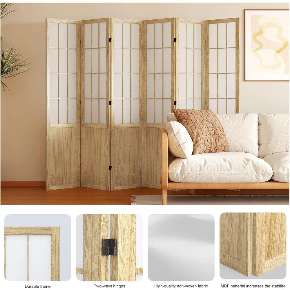 Room Divider, 66.9" Tall Japanese Shoji Style Folding Screen