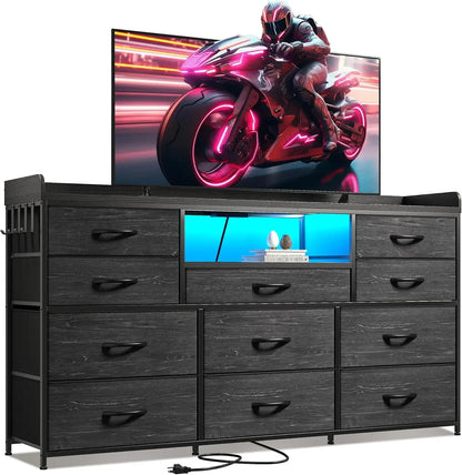 Dresser for Bedroom with 11 Drawers for 60" TV Stand