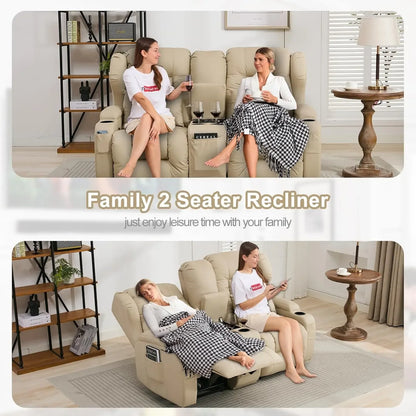 65.5" RV Loveseat Recliner Double Recliner RV Sofa & Console