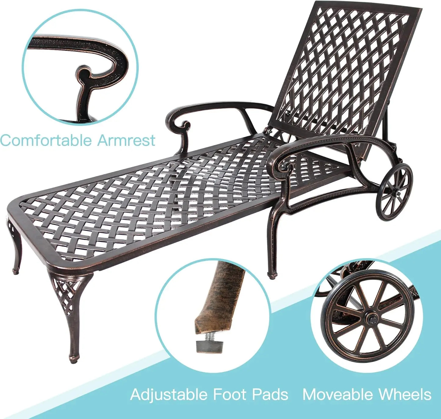 Chaise Lounge Chair Outdoor, Poolside Lounger Set of 2