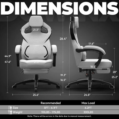 Fabric Gaming Chair with Footrest, Big and Tall