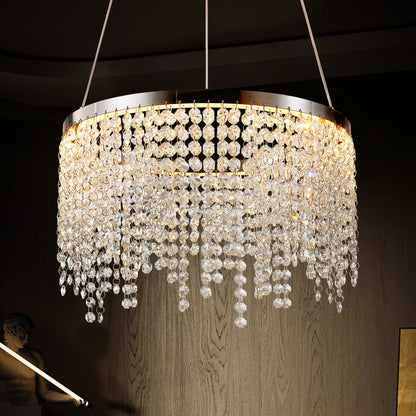 16" Luxury Crystal Led Chandelier - Dimmable - Adjustable Height