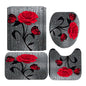 4pcs Doormat, Shower Curtain, Non-Slip Rugs Toilet Seat
