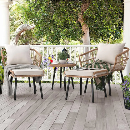 5-Piece Outdoor Wicker Furniture AllWeather Patio Bistro Set