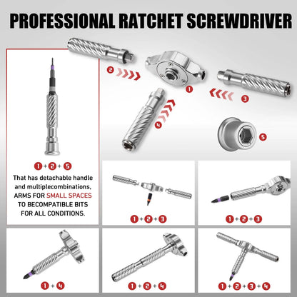 VMAN 66in1 Multifunction Ratchet Screwdriver Set Multi Bits