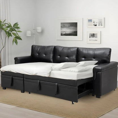 Sleeper Sectional Sofa with Convertible Sofa Bed, Chaise.