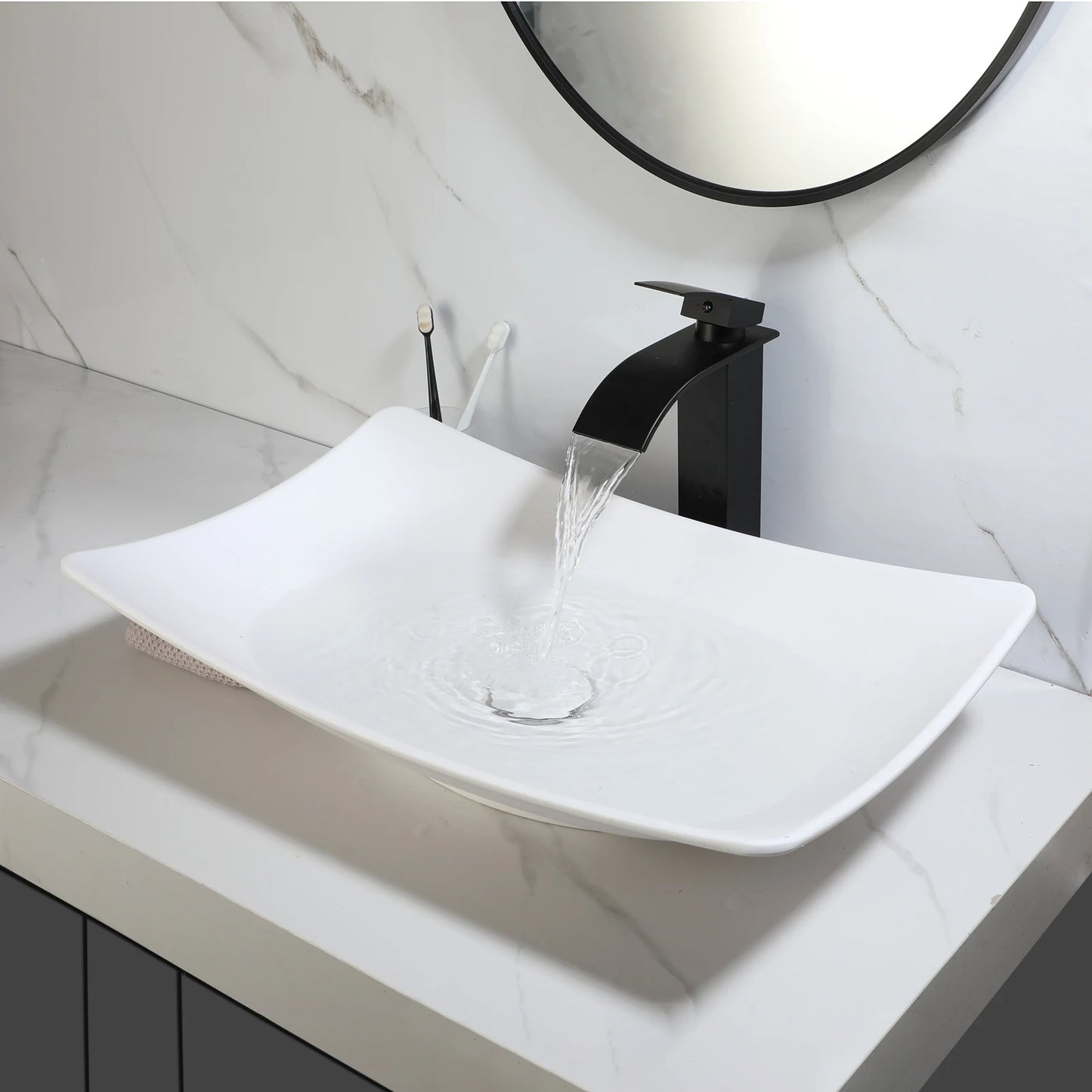 KEMAIDI Bathroom Basin Sink Set Blue Vessel Sink Faucet Combo