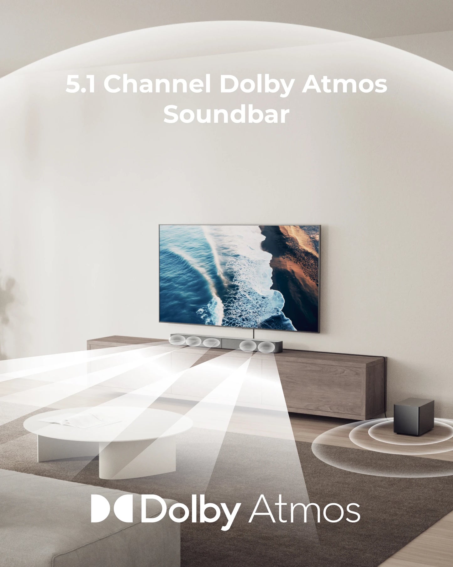 ULTIMEA 340W 5.1 Soundbar with Dolby Atmos, Surround Sound System with 5.25" Wired Subwoofer, Home Theater Smart APP Control