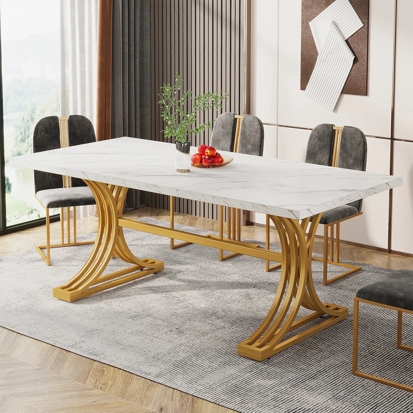 Tribesigns 63" Rectangular Dining Table for 4 to 6 Kitchen Table