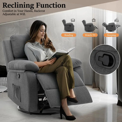 Recliner, 360 Swivel Rocker for Adults, Small Rocking Recliner