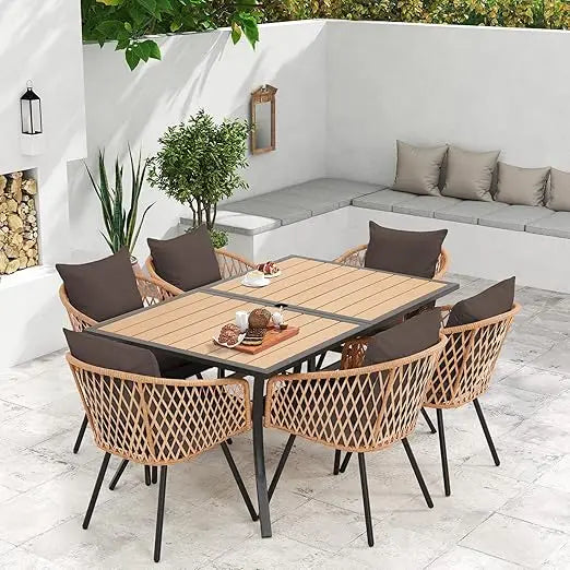 7-Piece All-Weather Rattan Patio Outdoor Dining Set