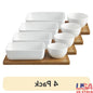 4 Pack Ceramic Chip Dip Bowl Set & Acacia Tray
