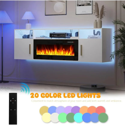 Fireplace TV Stand 70'' Wall Mounted Shelf Entertainment