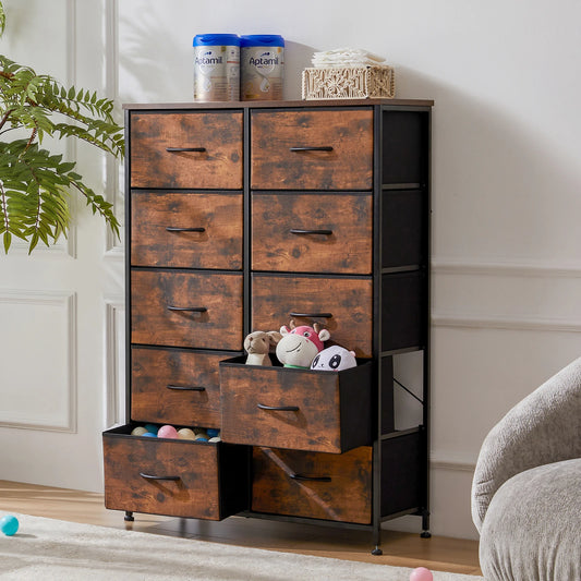 Bedside Table For Bedroom, 10 Fabric Drawers Wardrobe Closet