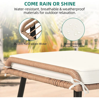5-Piece Outdoor Wicker Furniture AllWeather Patio Bistro Set