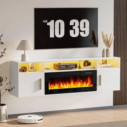 Fireplace TV Stand 70'' Wall Mounted Shelf Entertainment