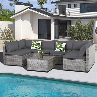 Patio Furniture Set, Wicker Outdoor Sectional Sofa