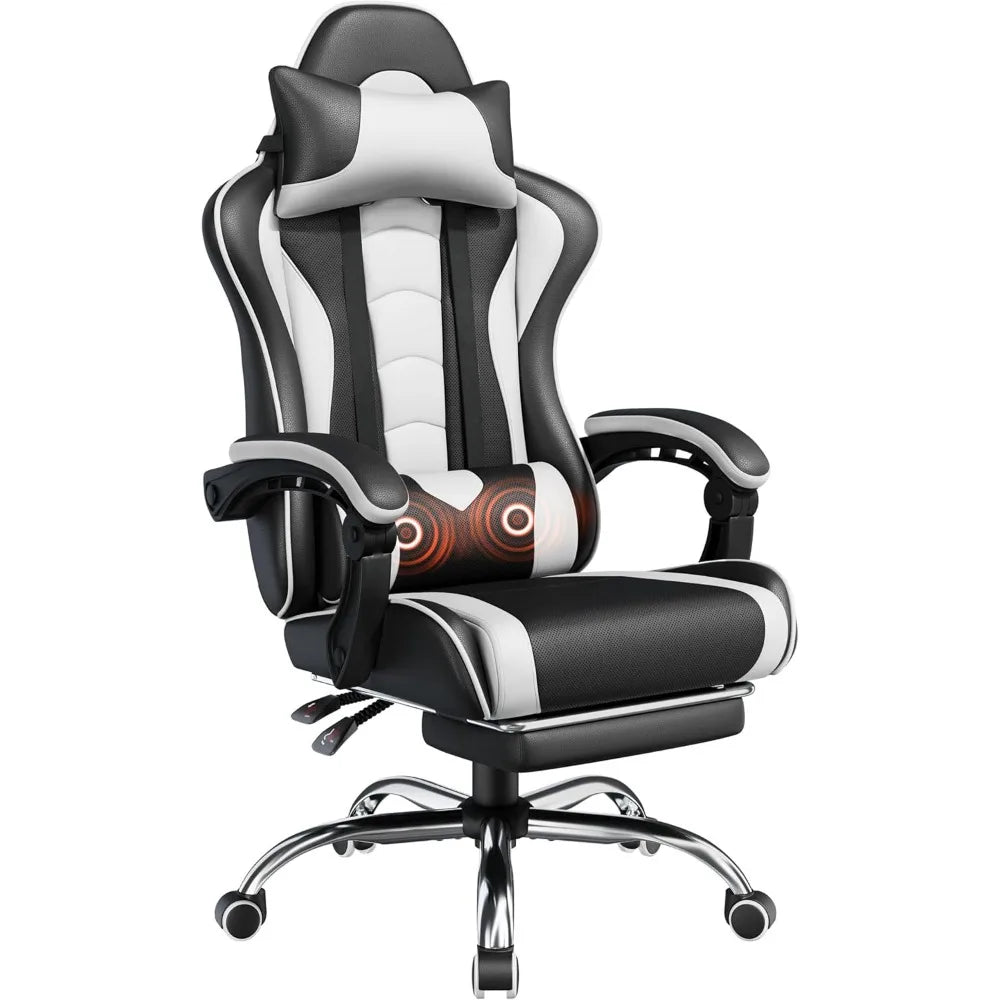 Office Chair w/Massage Lumbar Support & Footrest Height  Adjustable