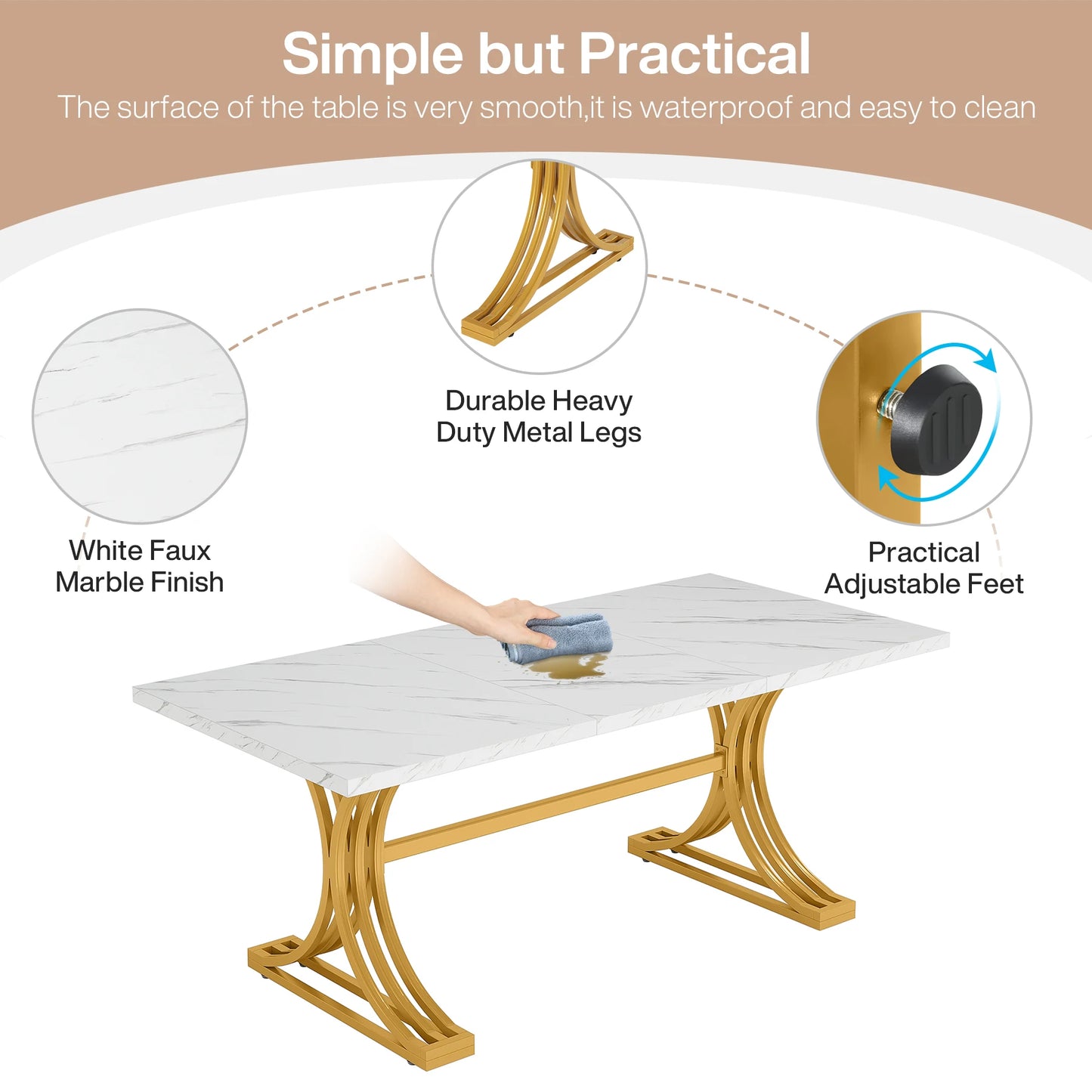 Tribesigns 63" Rectangular Dining Table for 4 to 6 Kitchen Table