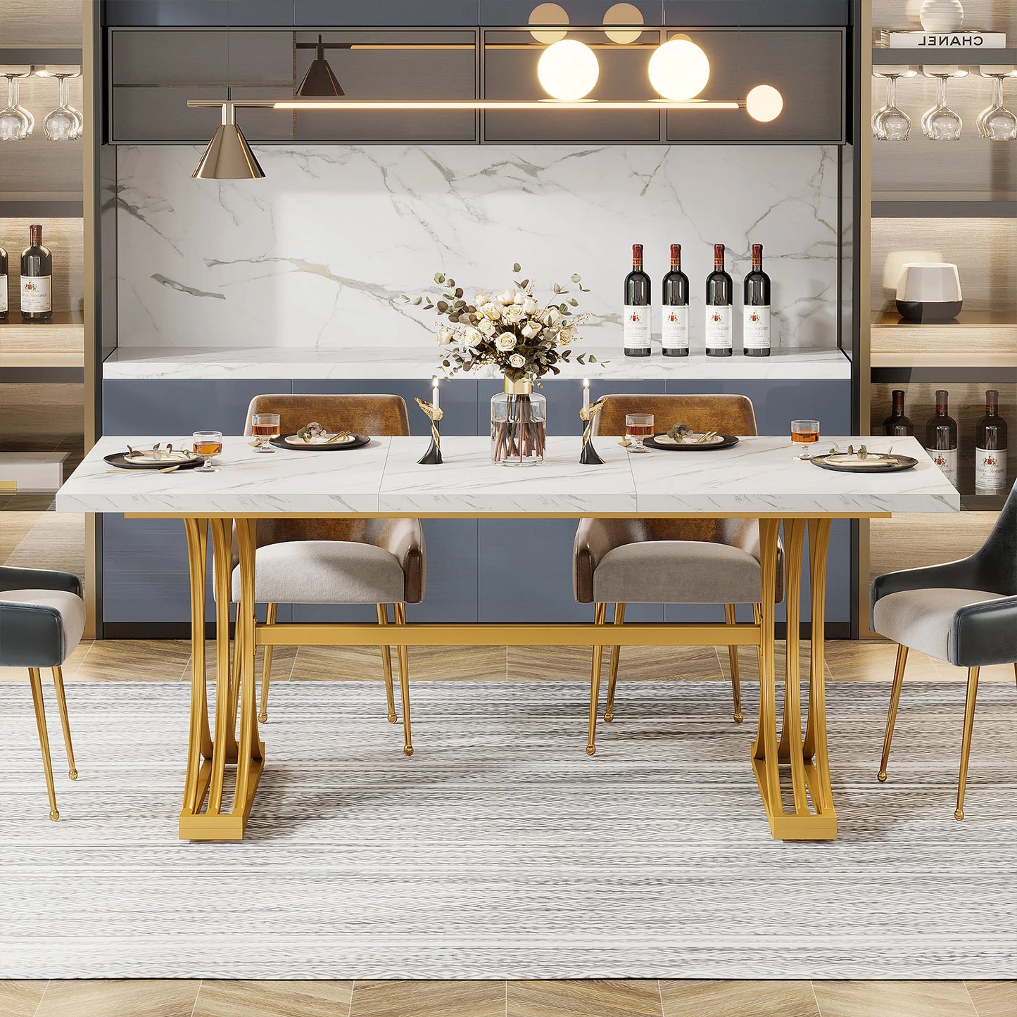 Tribesigns 63" Rectangular Dining Table for 4 to 6 Kitchen Table