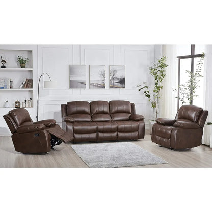 Bonded Leather Recliner Set, Sofa, Chair, Elevating Footrest.