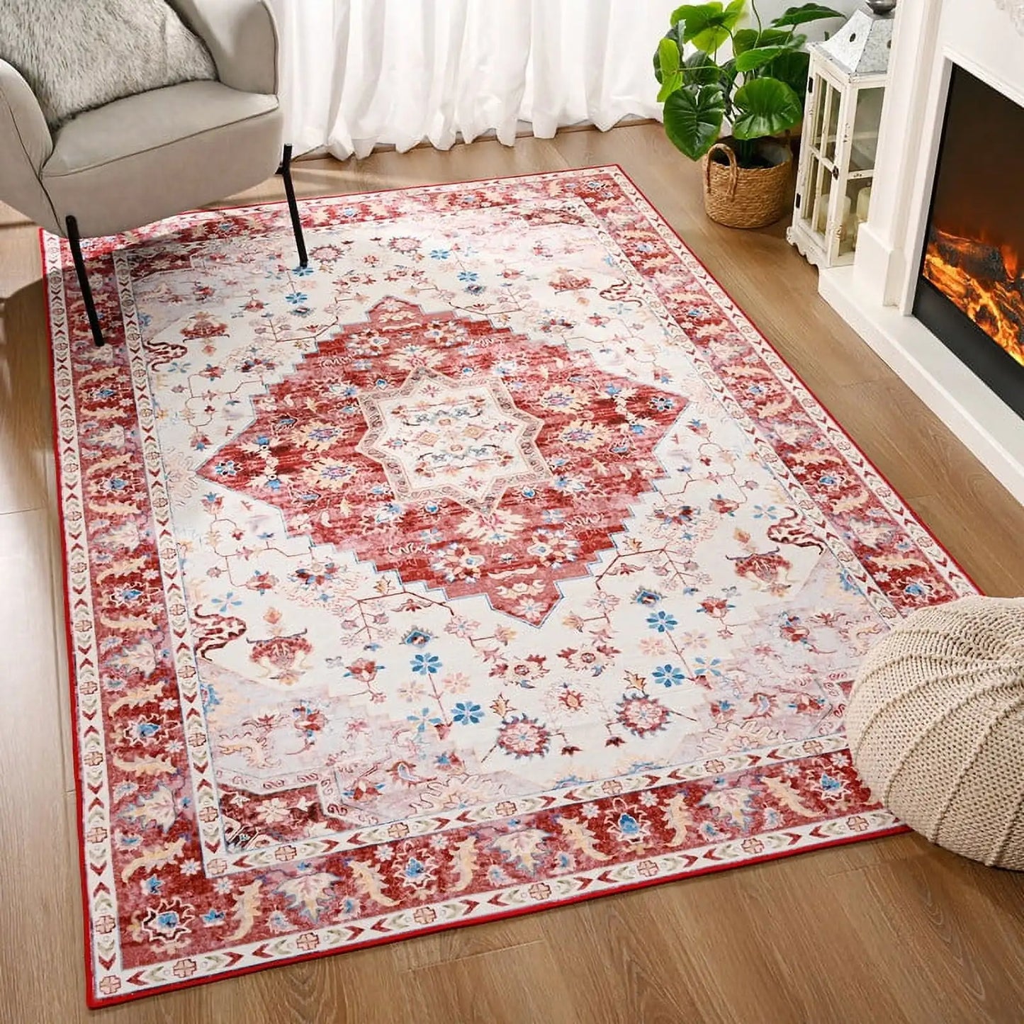 Soft Boho Persian Rug Large Size Vintage Rug