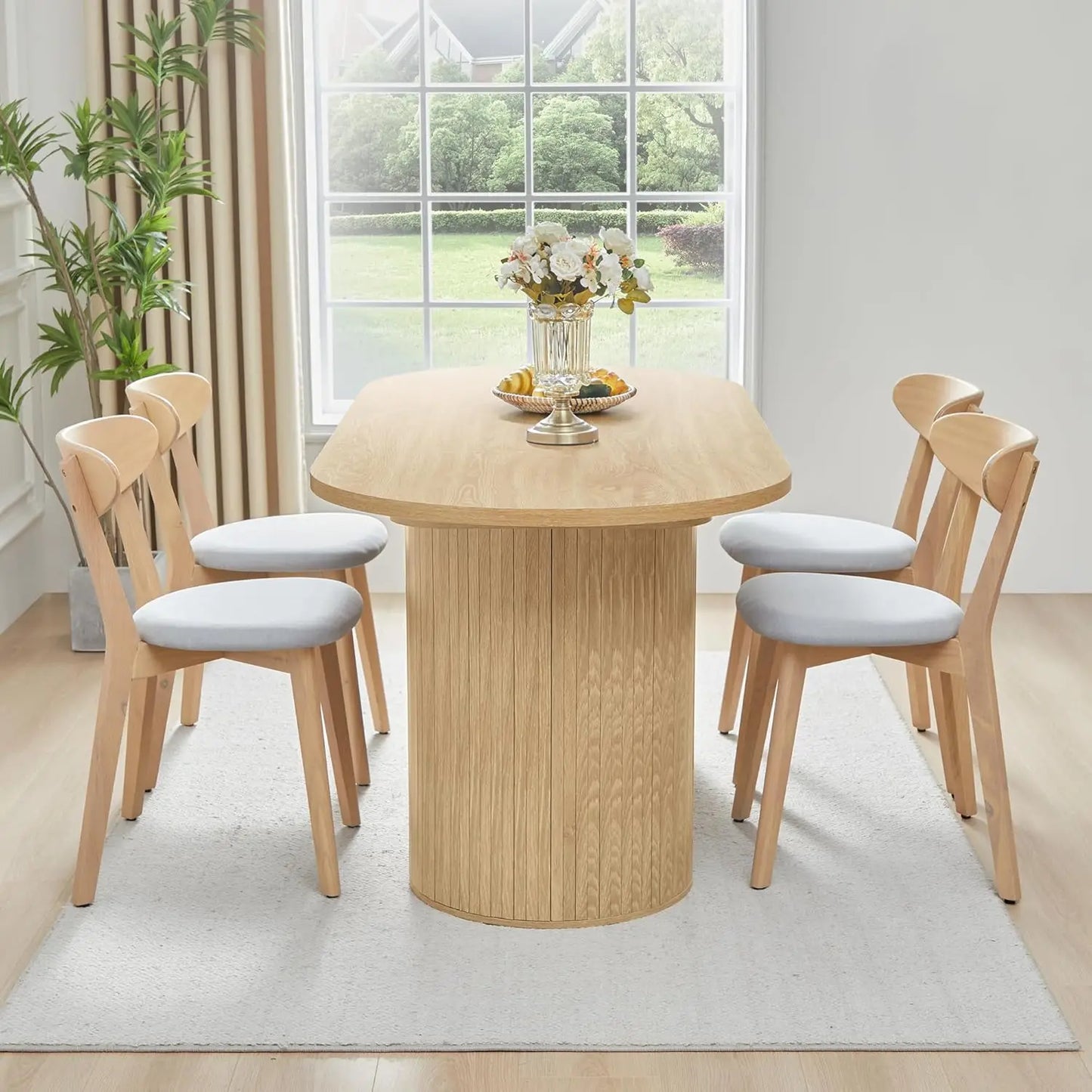 70.8" Kitchen Dining Set for 4-6 People, Oval Kitchen Table