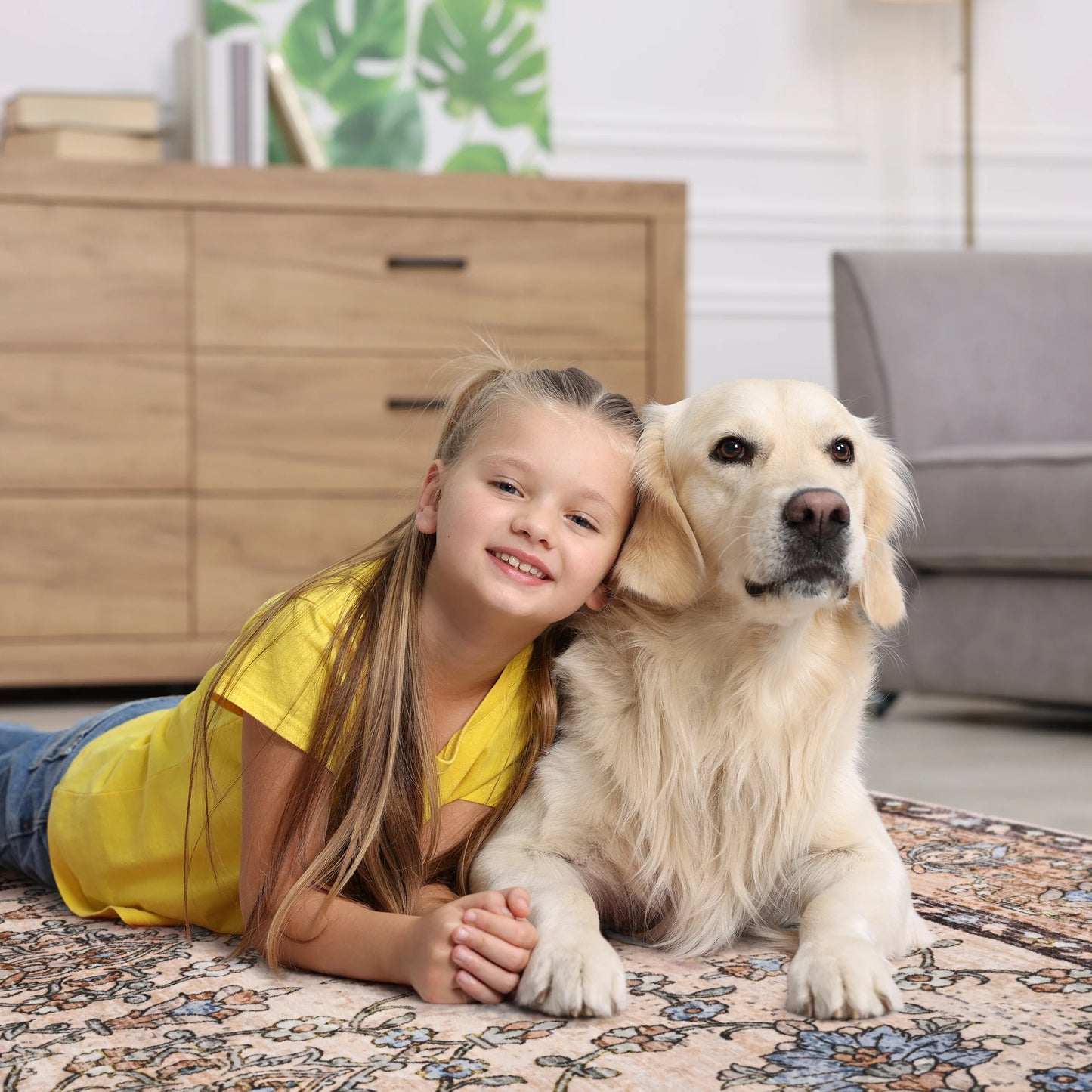 Area Vintage Rug, Machine Washable, Non-Slip Carpet