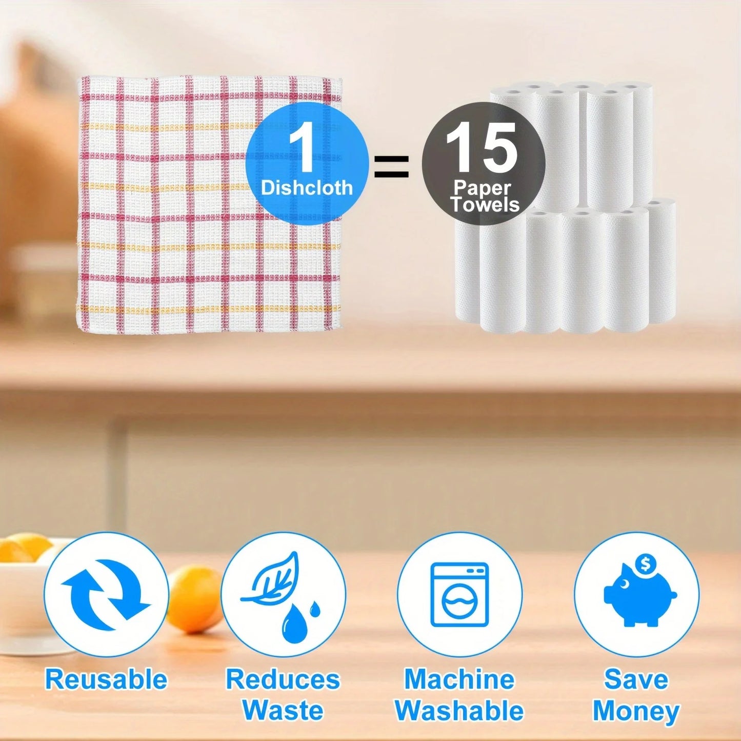 12pcs Cloths, Soft Absorbent Cleaning Towel, Reusable & Durable, 35cm/13in