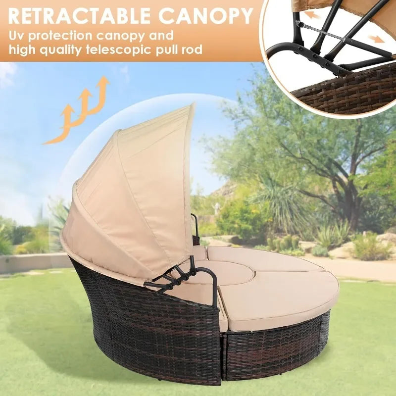 NEW Outdoor Patio Daybed with Retractable Canopy
