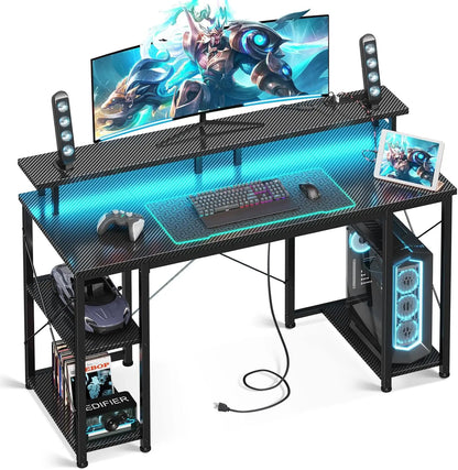 48 inch Gaming Desk with LED Lights & Power Outlets