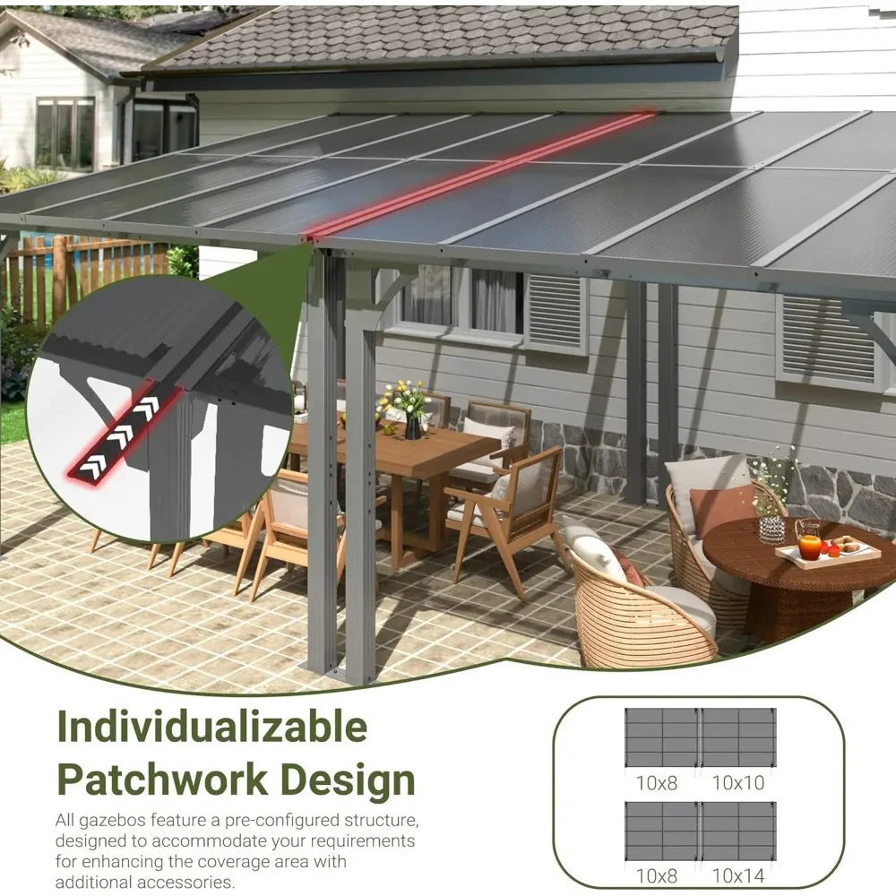 10x14 FT Gazebo, Splicable Pergola with Aluminum Frame, Gazebo