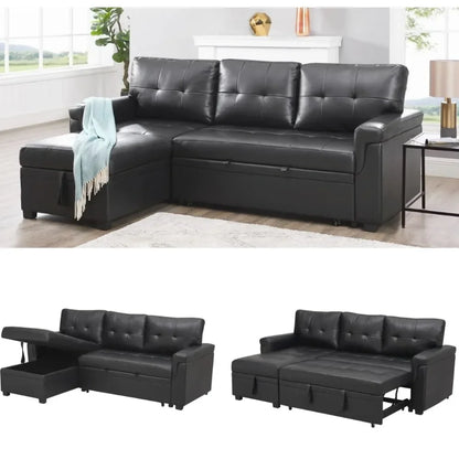 Sleeper Sectional Sofa with Convertible Sofa Bed, Chaise.