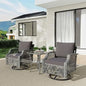 3 Piece Outdoor Swivel Chair, Wicker Patio Bistro Set