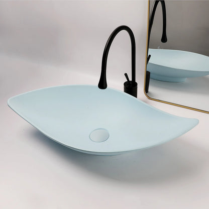 KEMAIDI Bathroom Basin Sink Set Blue Vessel Sink Faucet Combo