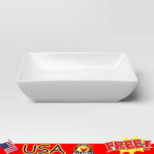 Square Porcelain Pasta Bowl 46oz Microwave Dishwasher Safe Modern Design 8.5 Inch Diameter Chic Square Shape Dining Tableware