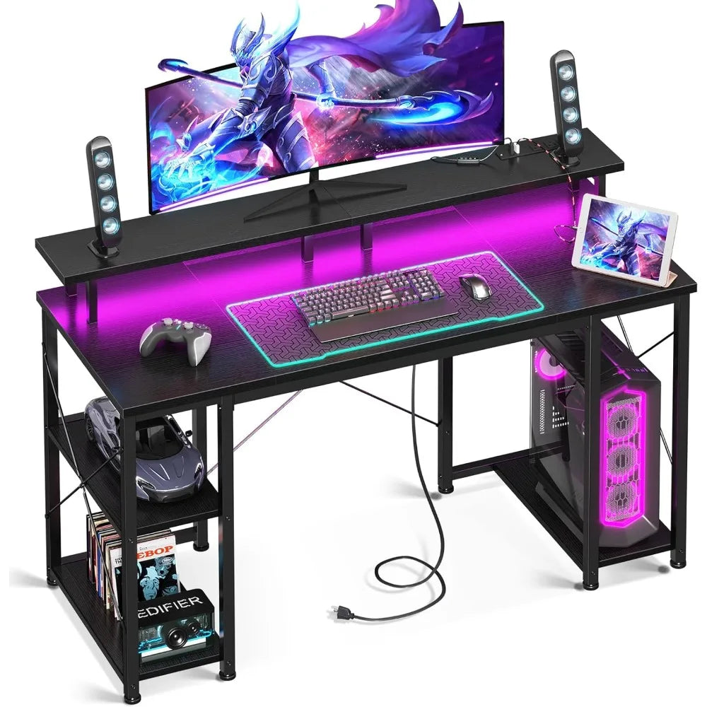 48 inch Gaming Desk with LED Lights & Power Outlets