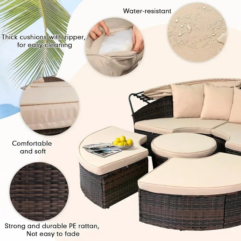 NEW Outdoor Patio Daybed with Retractable Canopy