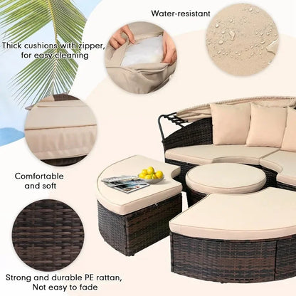NEW Outdoor Patio Daybed with Retractable Canopy