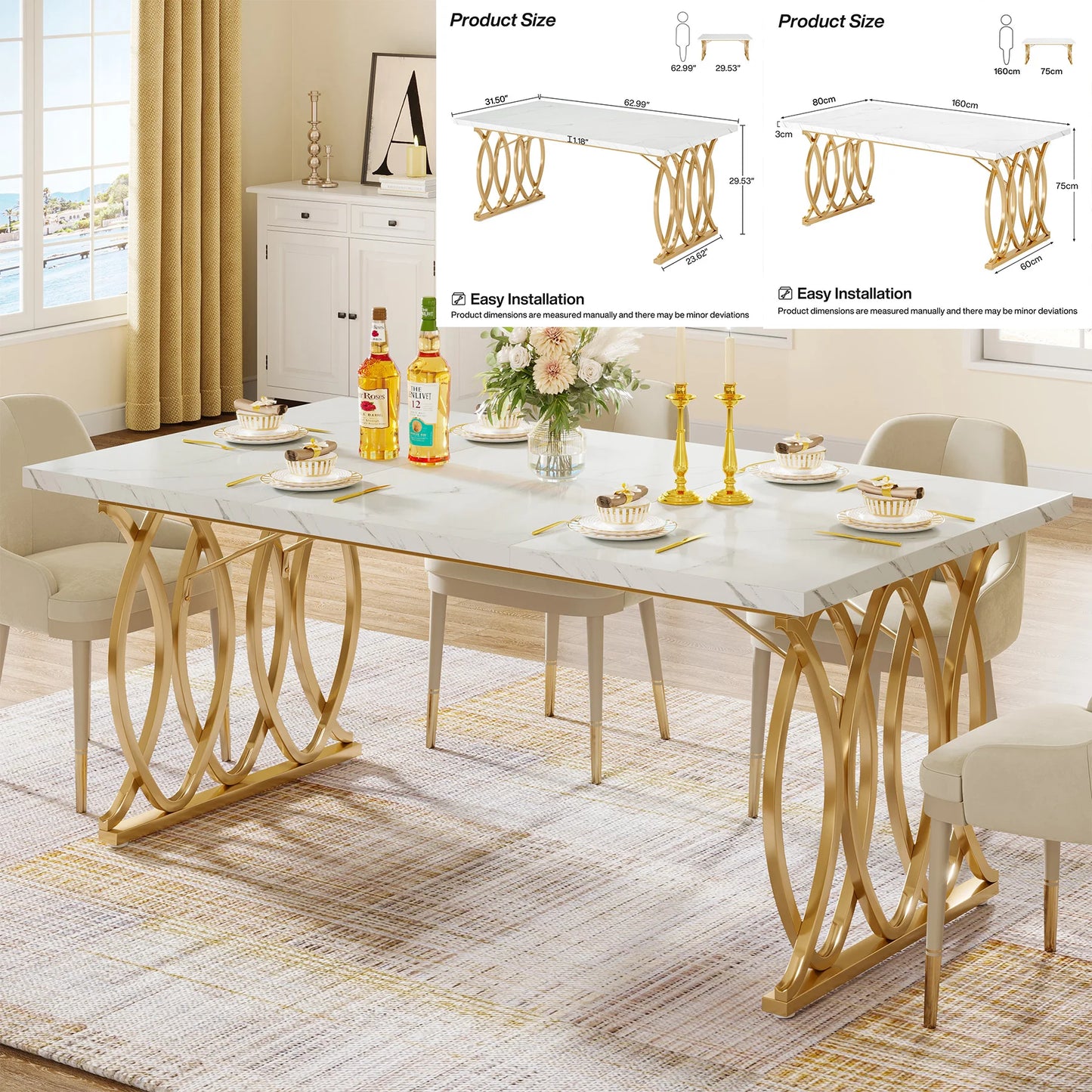 Tribesigns 63" Rectangular Dining Table for 4 to 6 Kitchen Table