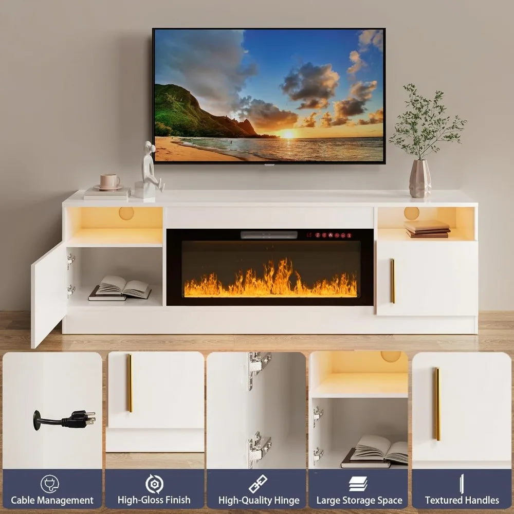 TV Stand with Fireplace - 70 Inch Modern Entertainment Center