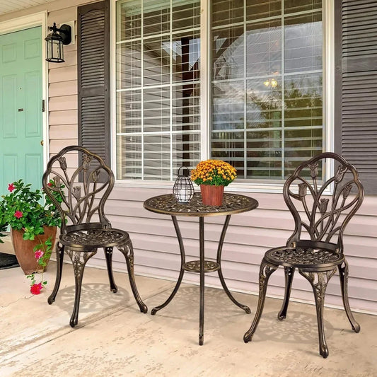 Patio Bistro Sets 3 Piece, Aluminum Garden Table/Chairs