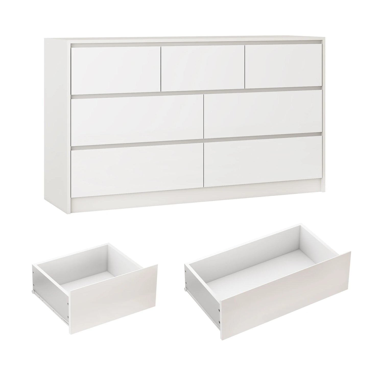 7 Drawer Dresser for Bedroom, 55 Inch Modern Dresser