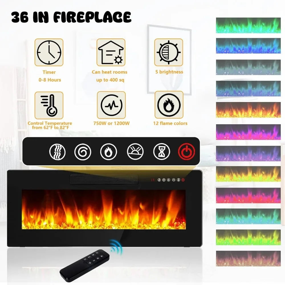 Fireplace TV Stand 70'' Wall Mounted Shelf Entertainment