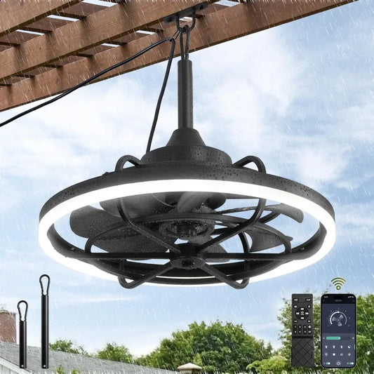 Outdoor Ceiling Fan with Light for Patios, 20" Weatherproof